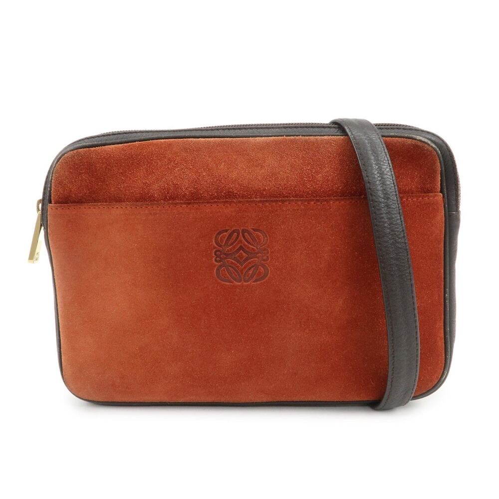 Loewe Anagram Suede Crossbody Bag Brown